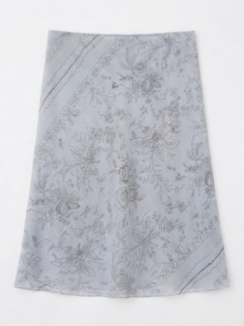 Light Gray Floral A-Line Skirt - Picture 1 of 7